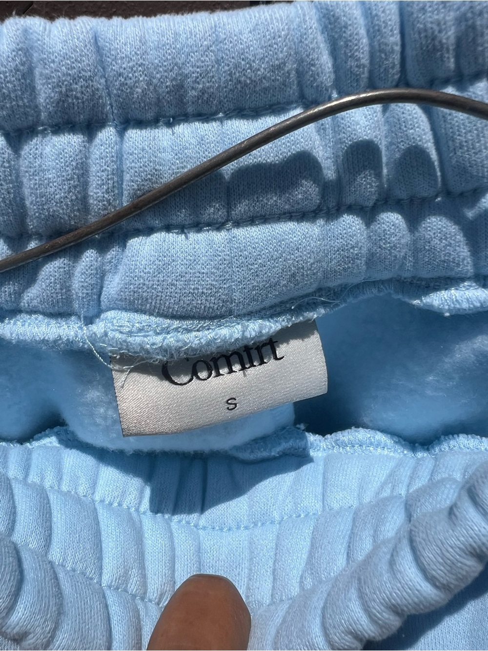 Women's Pastel Light Blue Fleece Joggers - Picture 5 of 7